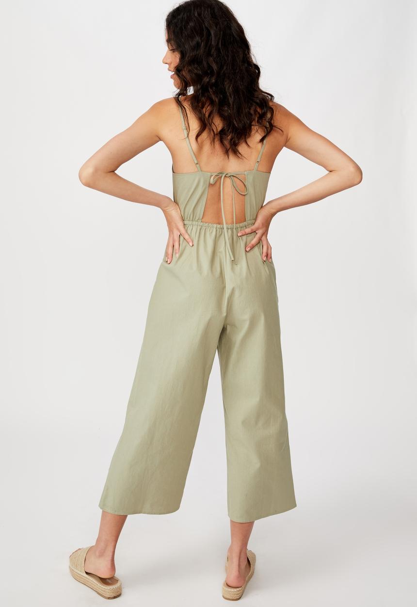 Cotton On - Woven Amanda pinafore jumpsuit - green 