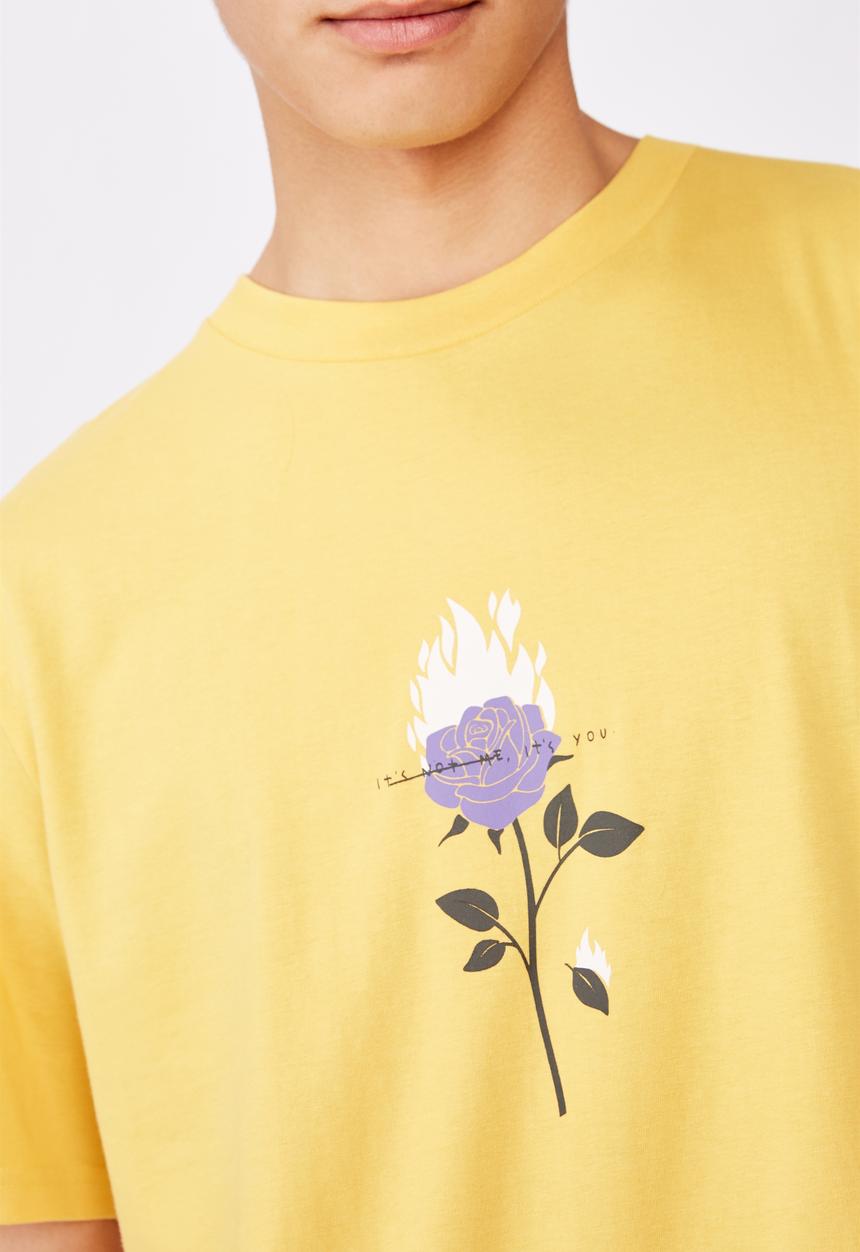 Factorie - Flame rose regular graphic T-shirt - yellow