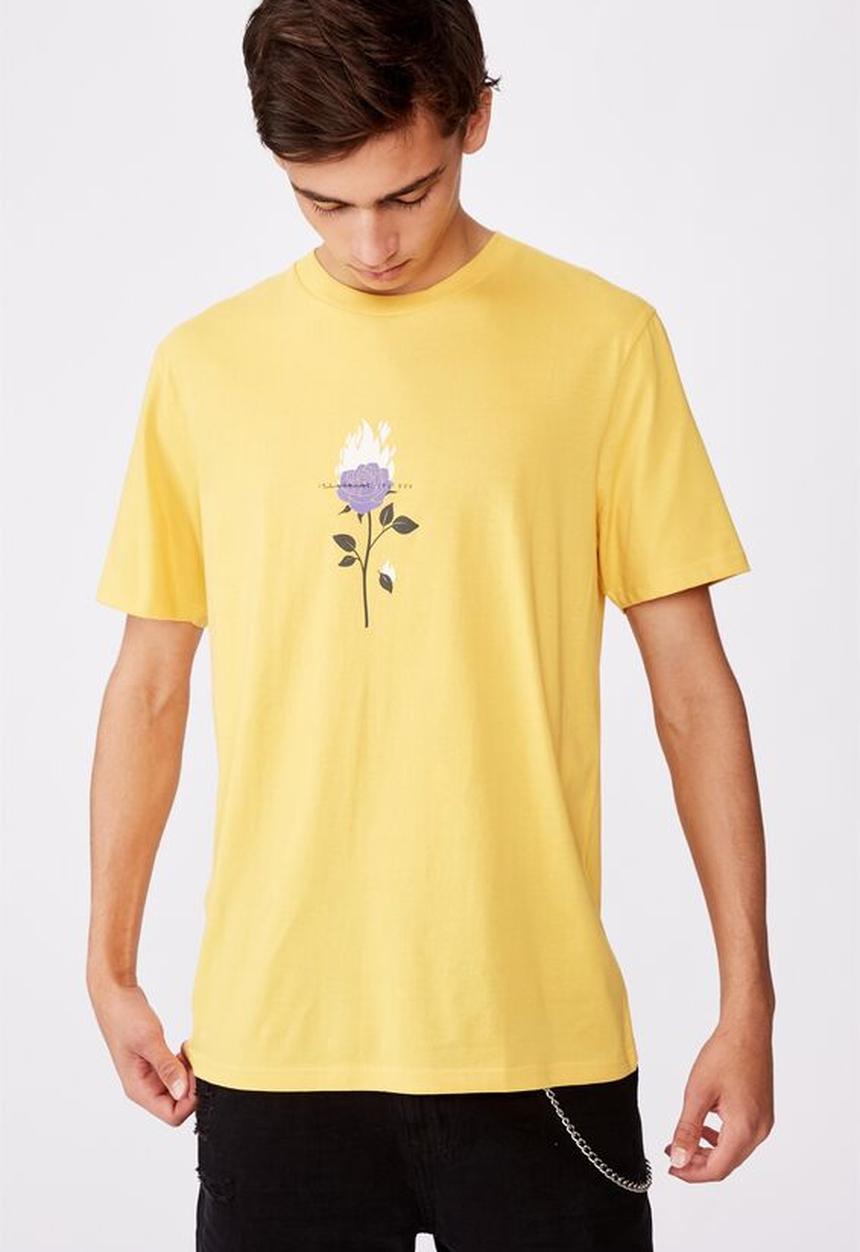 Factorie - Flame rose regular graphic T-shirt - yellow