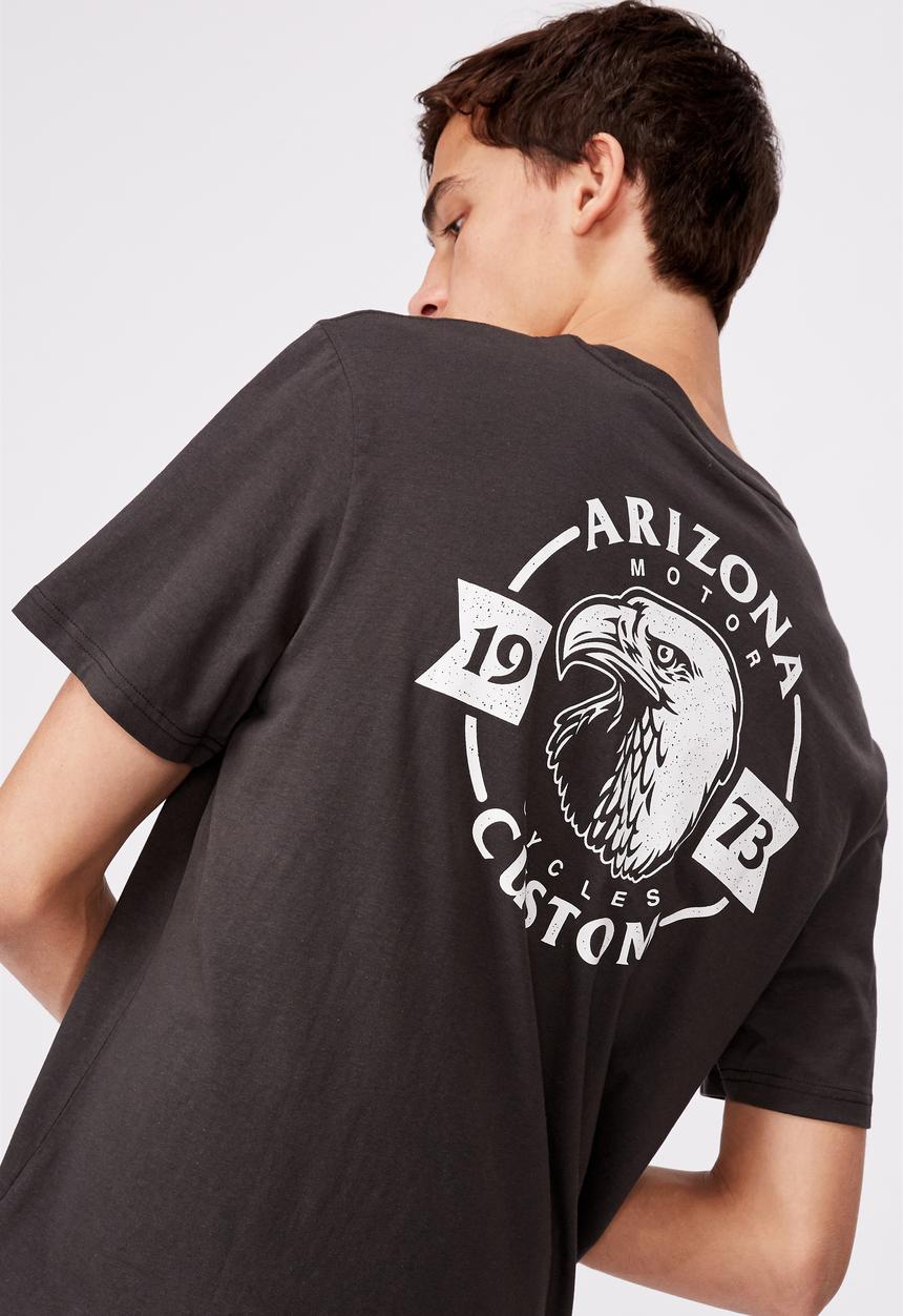 Factorie - Arizona custom regular graphic pocket T-shirt - pirate black