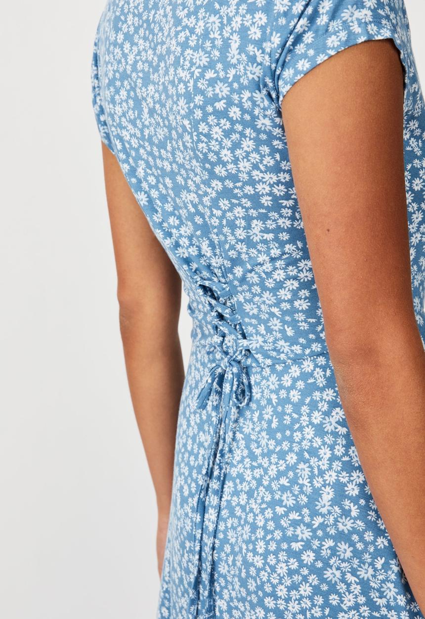 Cotton On - Becky tie back mini tea dress frankie ditsy - provincial blue