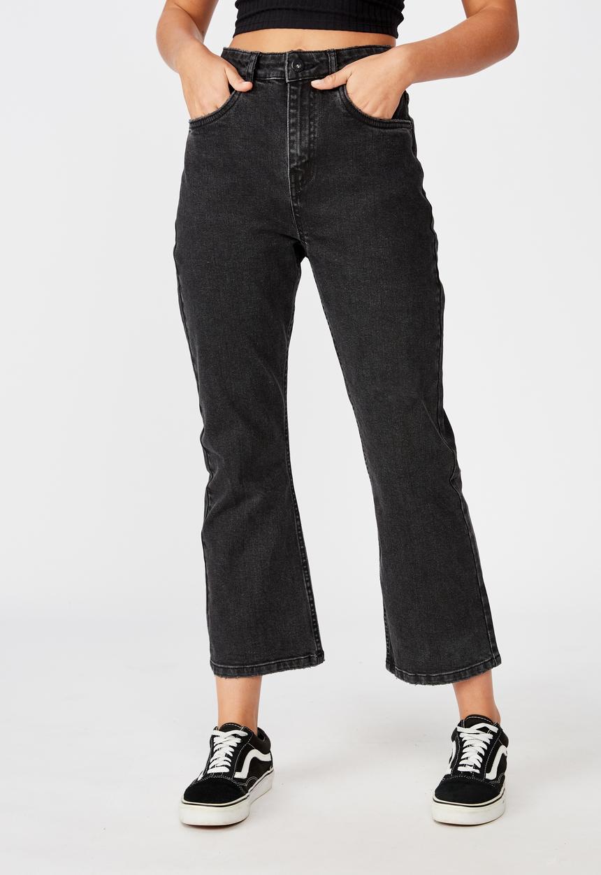 Factorie - Cropped flare jeans - black