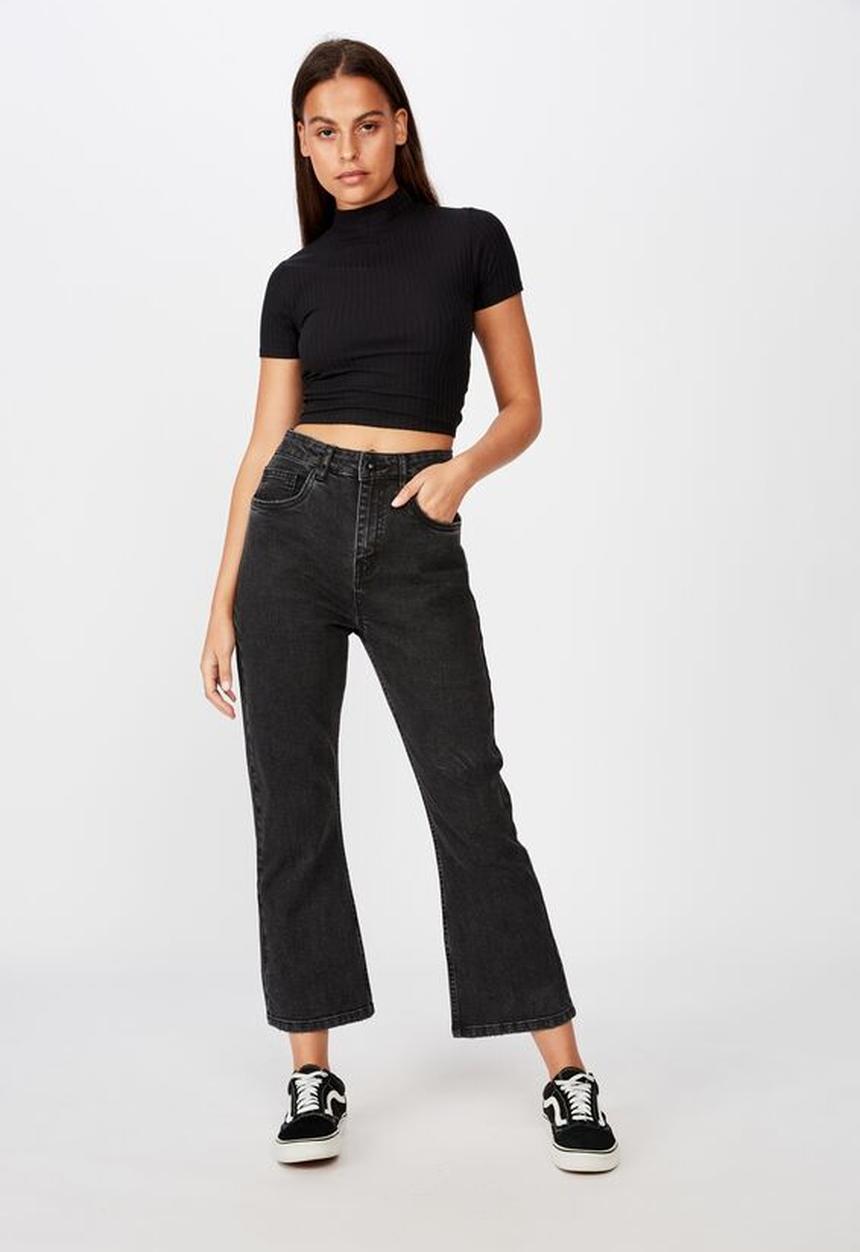 Factorie - Cropped flare jeans - black