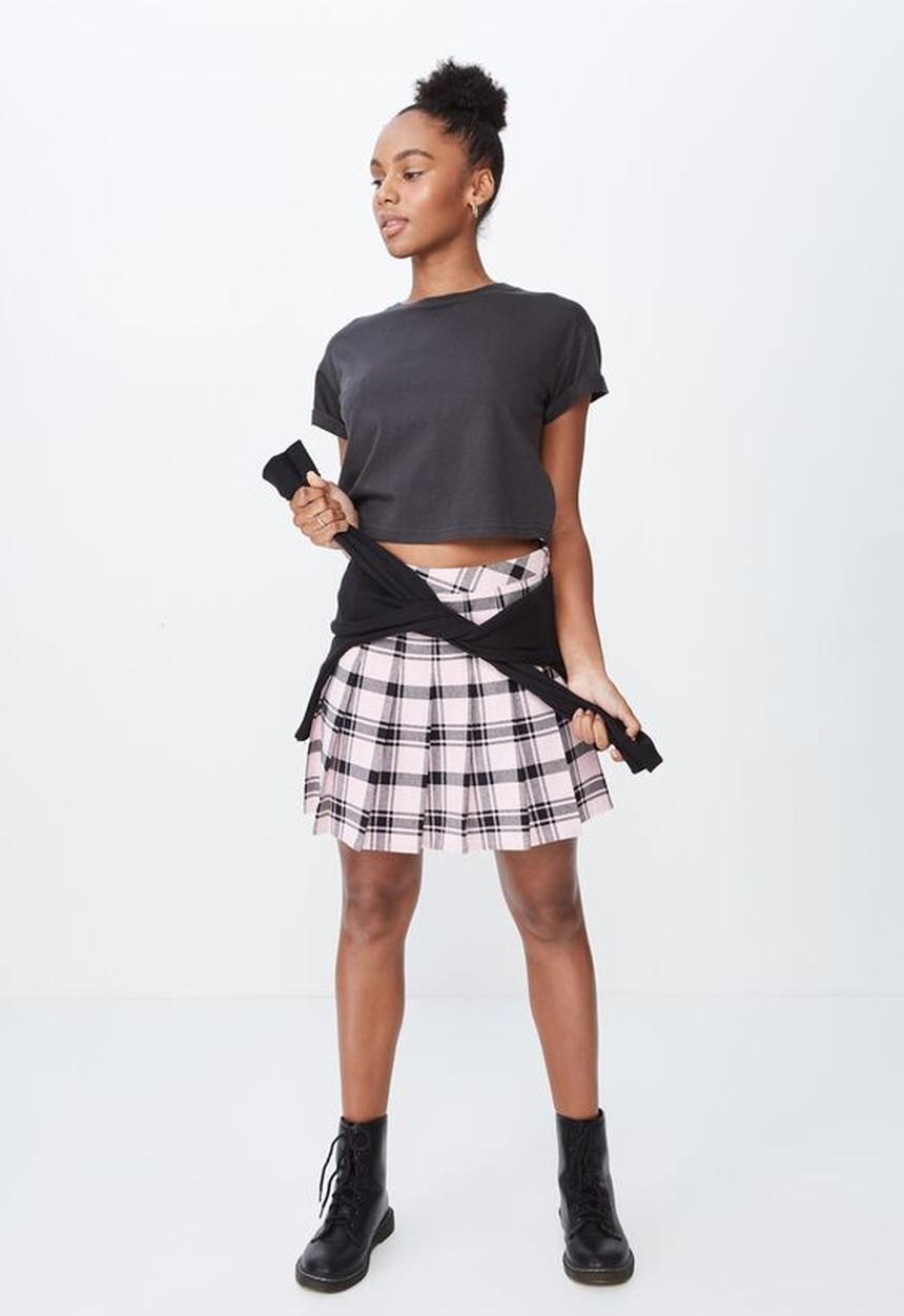 Factorie - Curved hem short sleeve top - pirate black