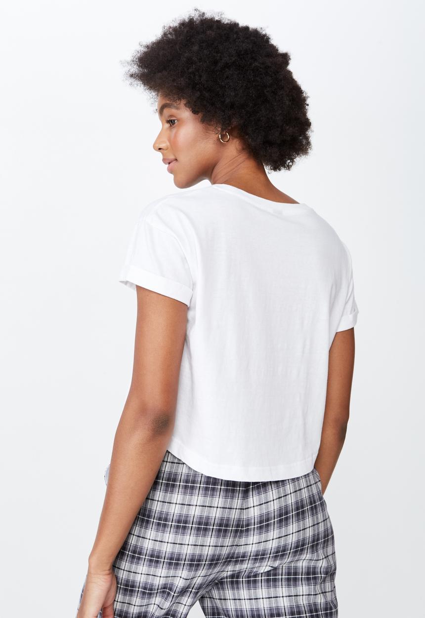 Factorie - Curved hem short sleeve top - white