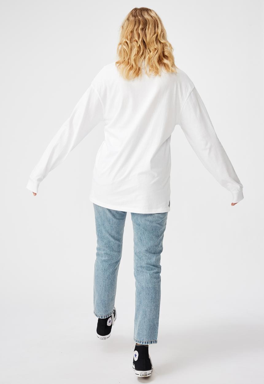Factorie - Oversized ls graphic tee skull lover - white