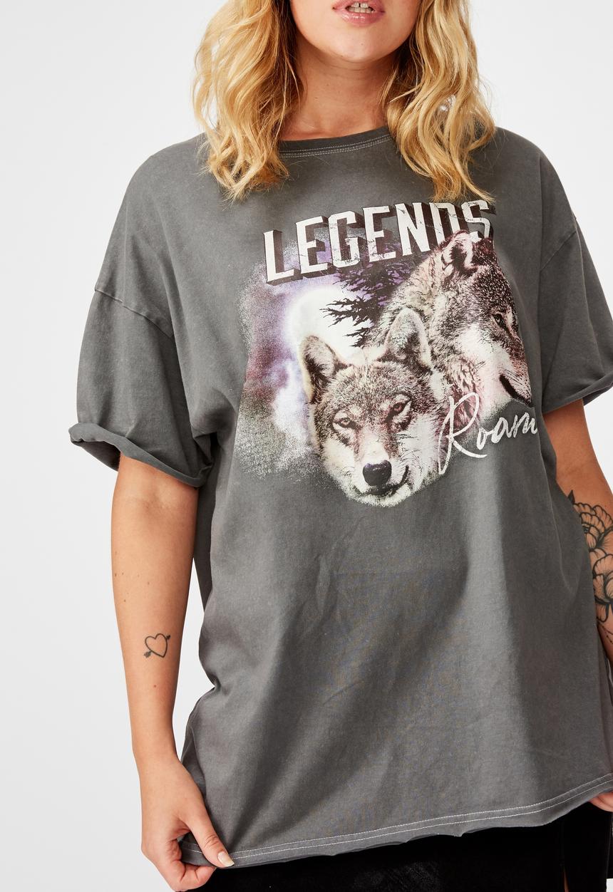 Factorie - Oversized graphic tee legends wolves - grey