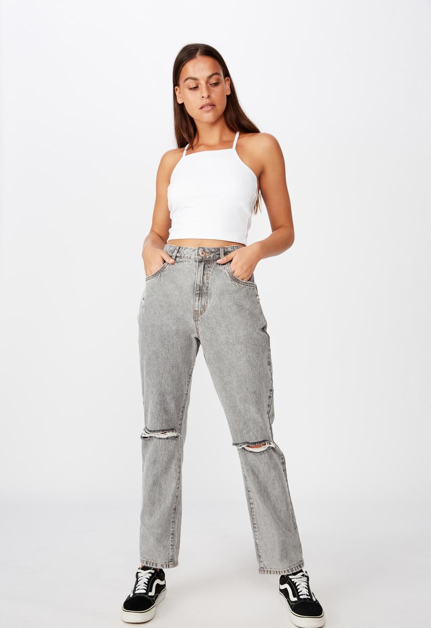 Factorie - Ripped mom jeans - grey