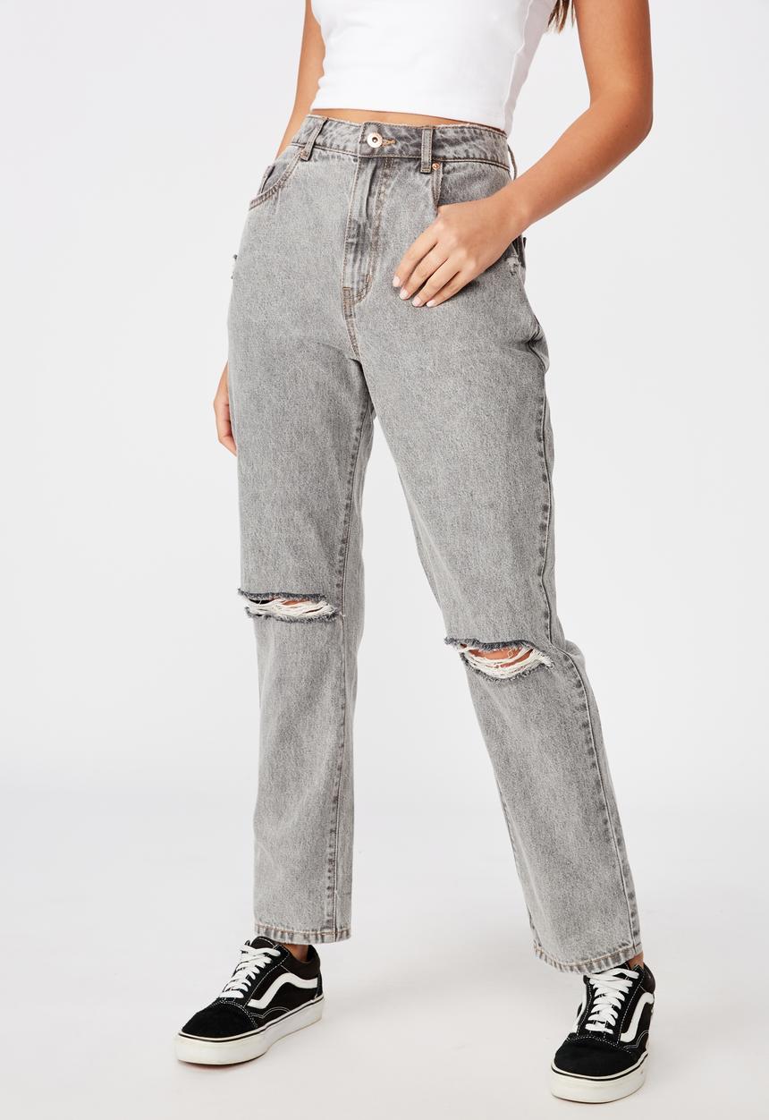 Factorie - Ripped mom jeans - grey