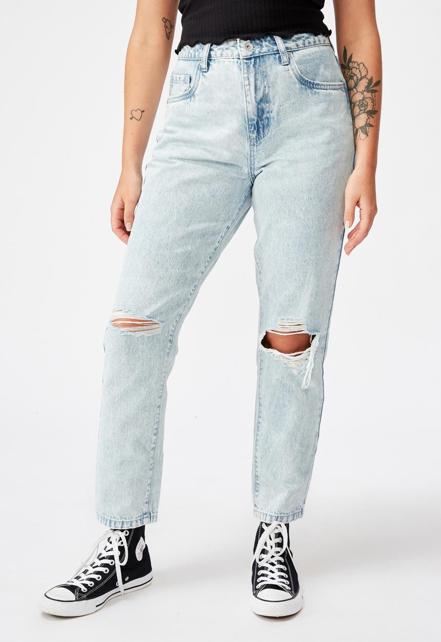 Factorie - Ripped mom jeans - acid blue 
