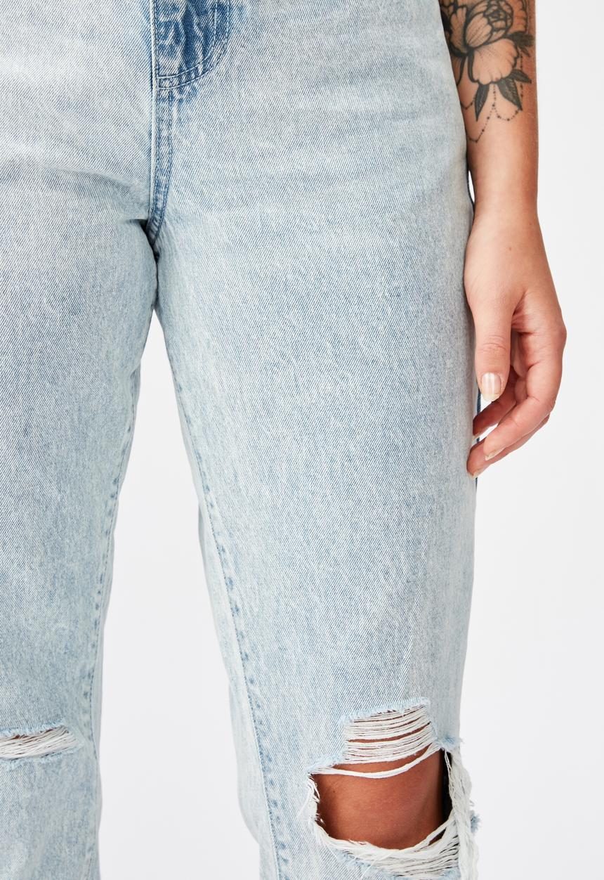 Factorie - Ripped mom jeans - acid blue 