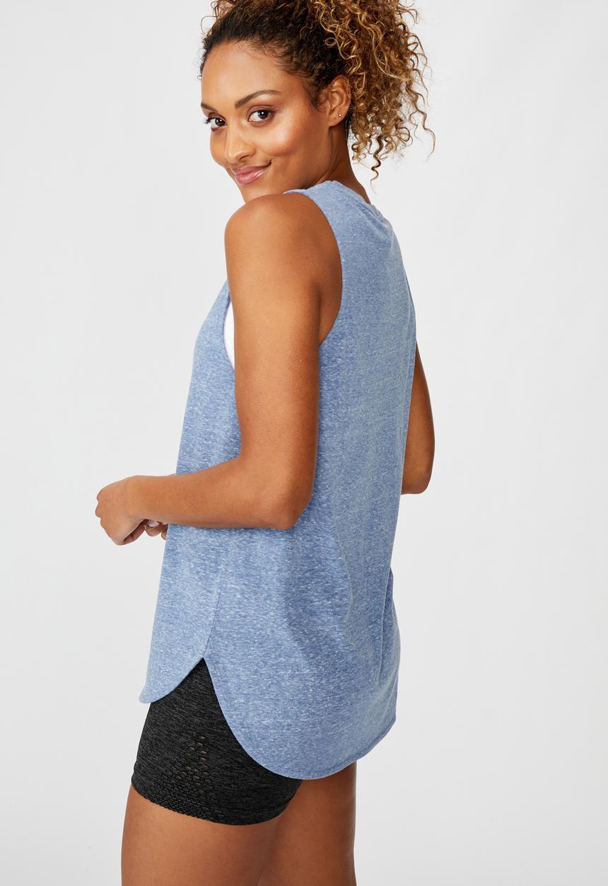 Cotton On - Active curve hem tank - blue