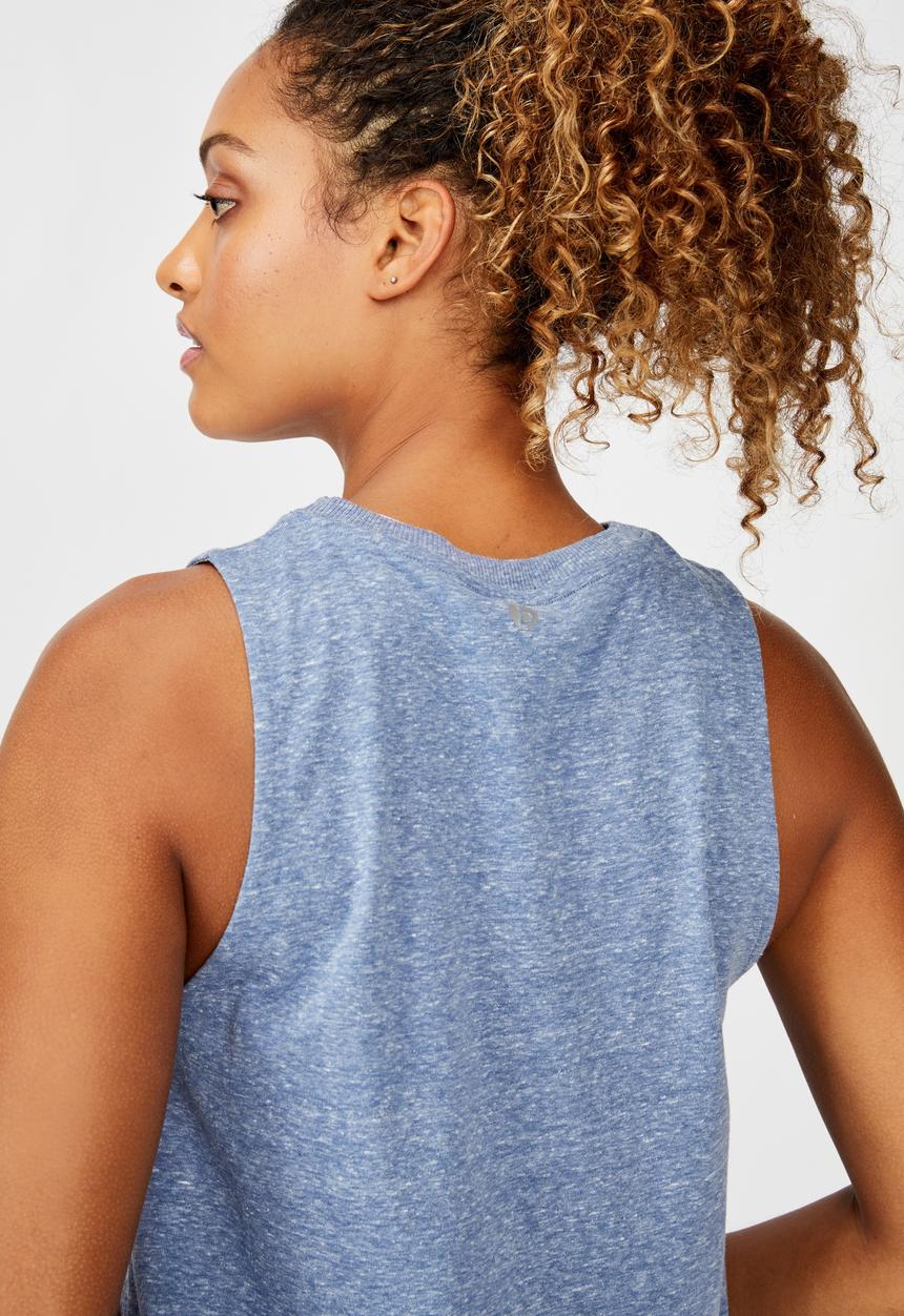 Cotton On - Active curve hem tank - blue