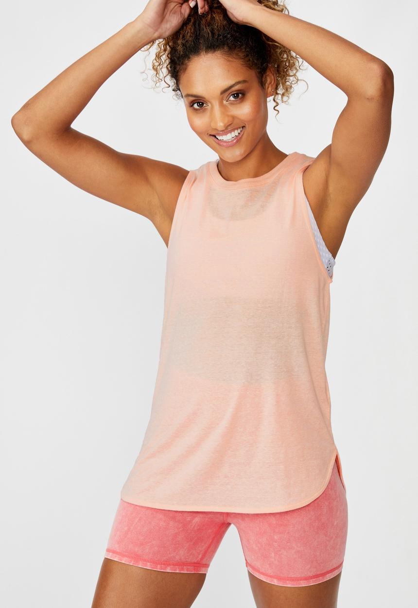 Cotton On - Active curve hem tank soft cameo - pink 