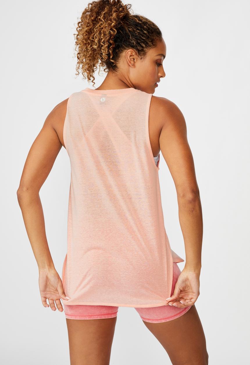Cotton On - Active curve hem tank soft cameo - pink 