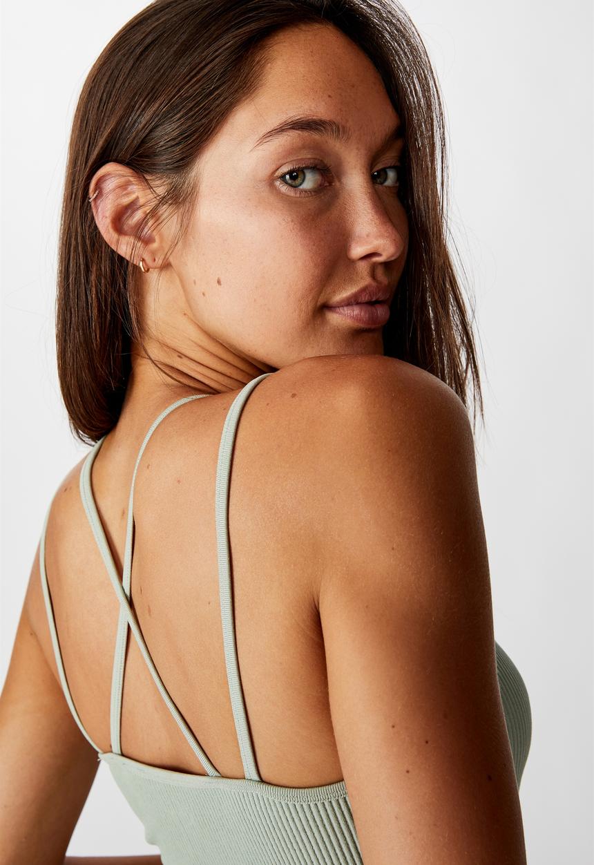 Cotton On - Seamfree strappy vestlette - washed aloe