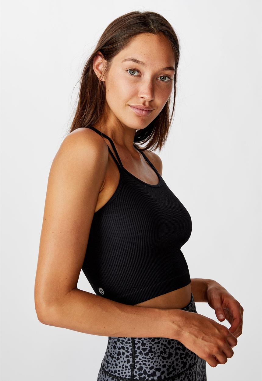 Cotton On - Seamfree strappy vestlette - black