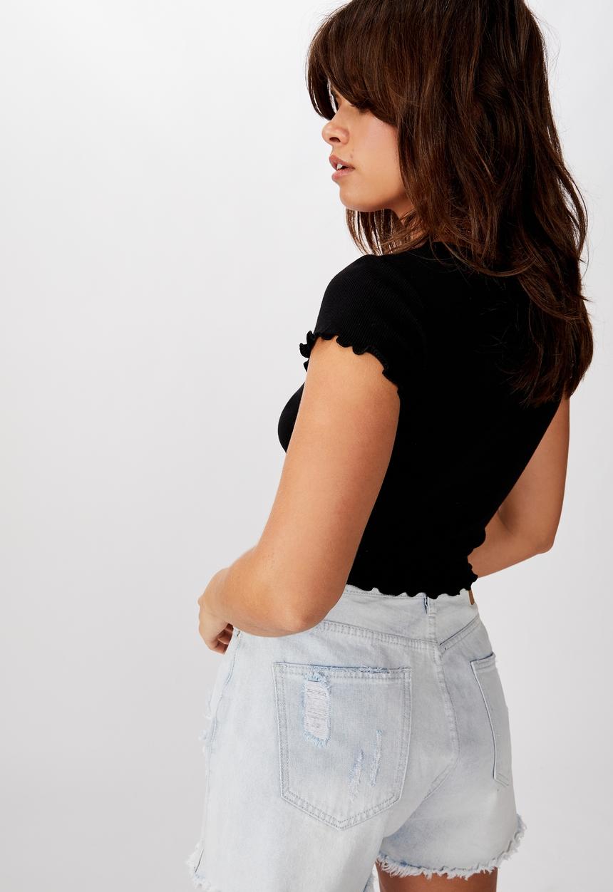 Factorie - Pull front rib top - black