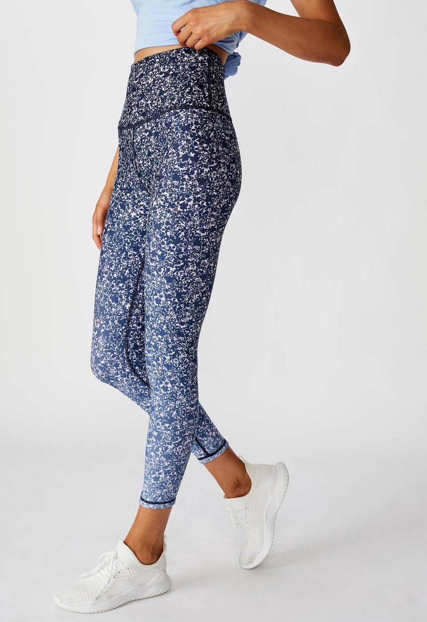 Cotton On - Reversible 7/8 tight  ditsy texture  - ombre & navy