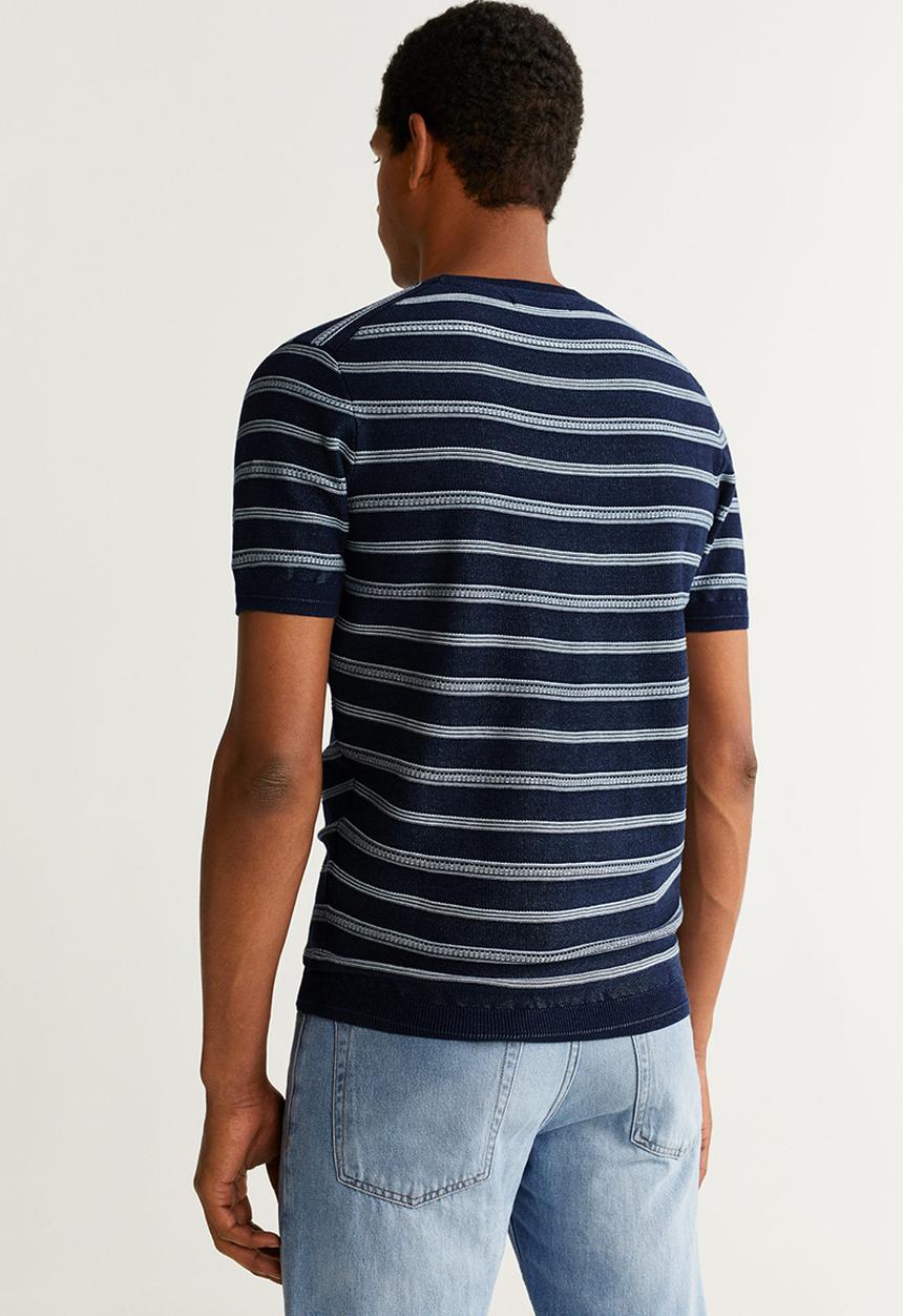 MANGO - Miso jersey - navy/white