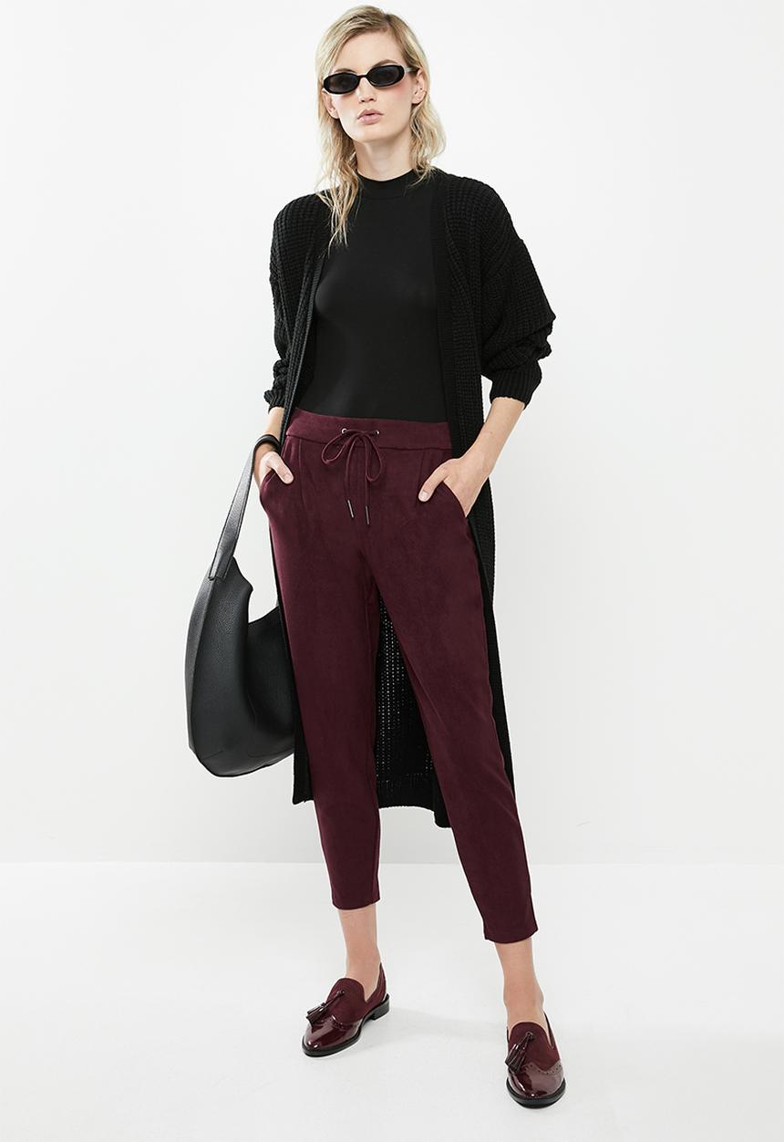 Vero Moda - Eva loose soft cord pants - burgundy