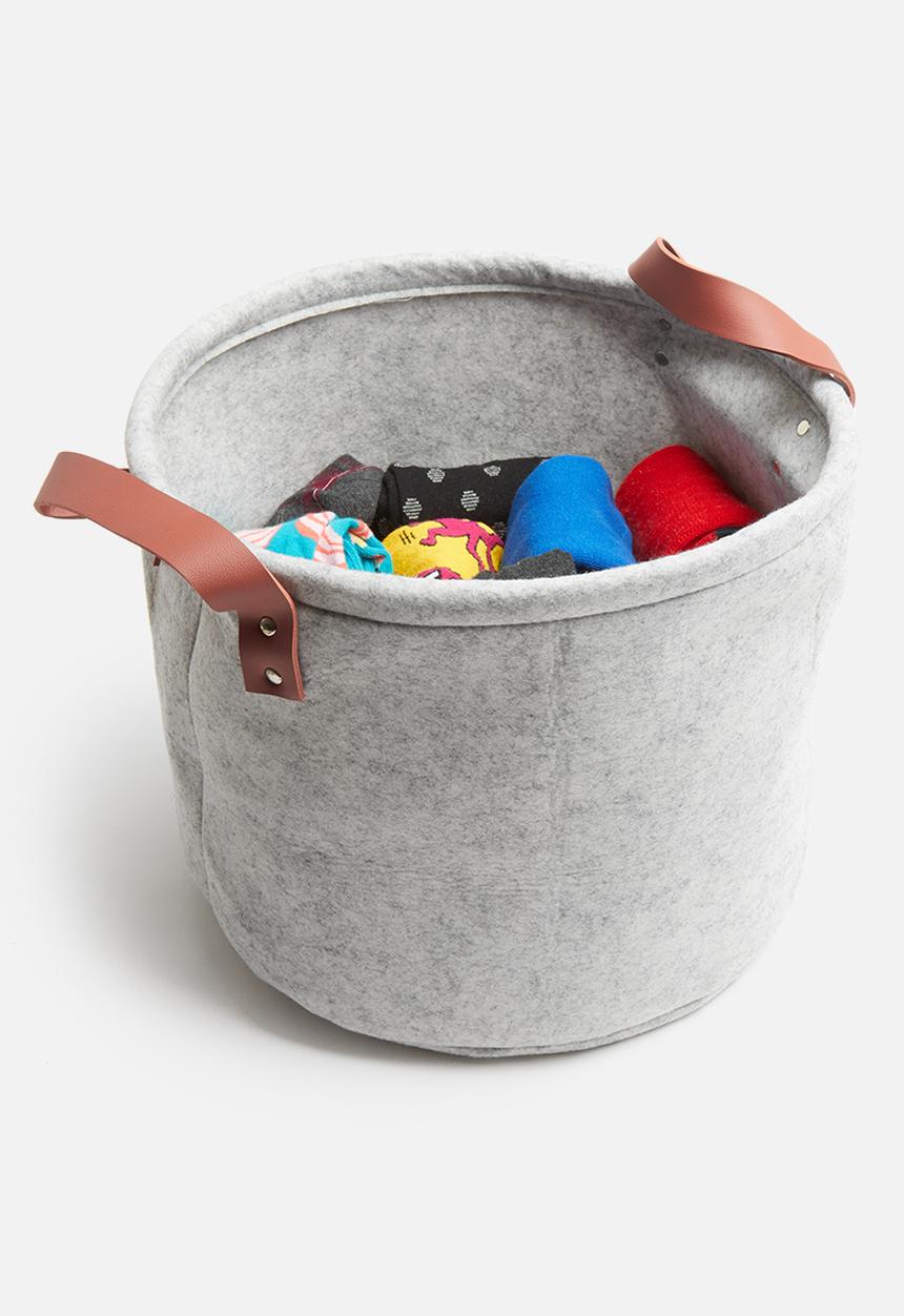 Bathroom Solutions - Felt round storage basket - grey