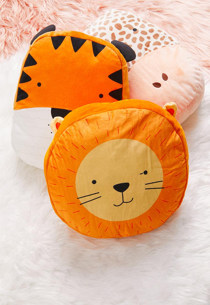 H&S - Lion face cushion - orange & yellow 