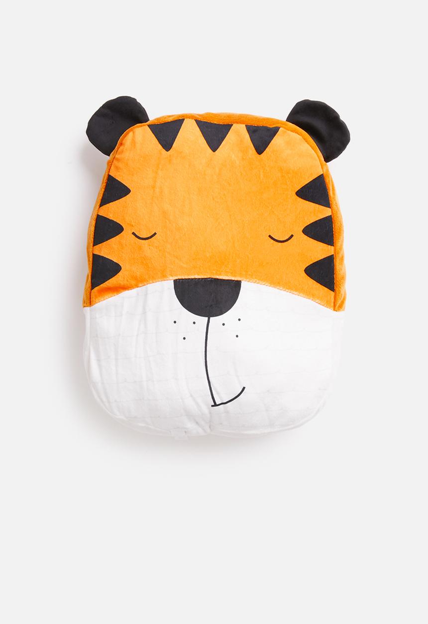 H&S - Tiger face cushion - orange & white 