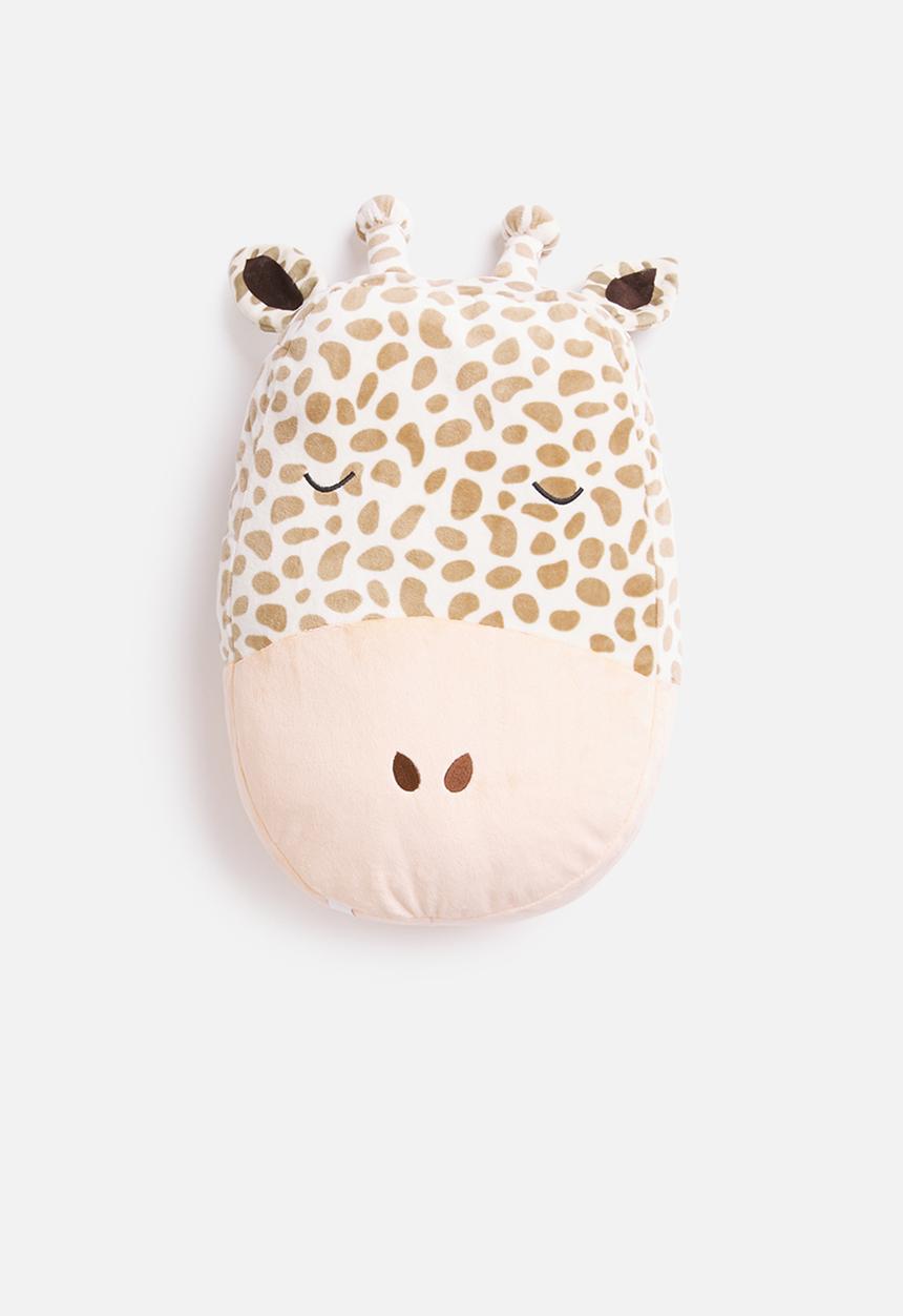 H&S - Giraffe face cushion - cream & brown 