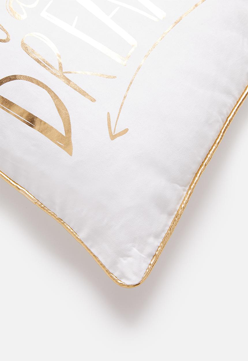 H&S - Dreamer printed cushion - gold & grey