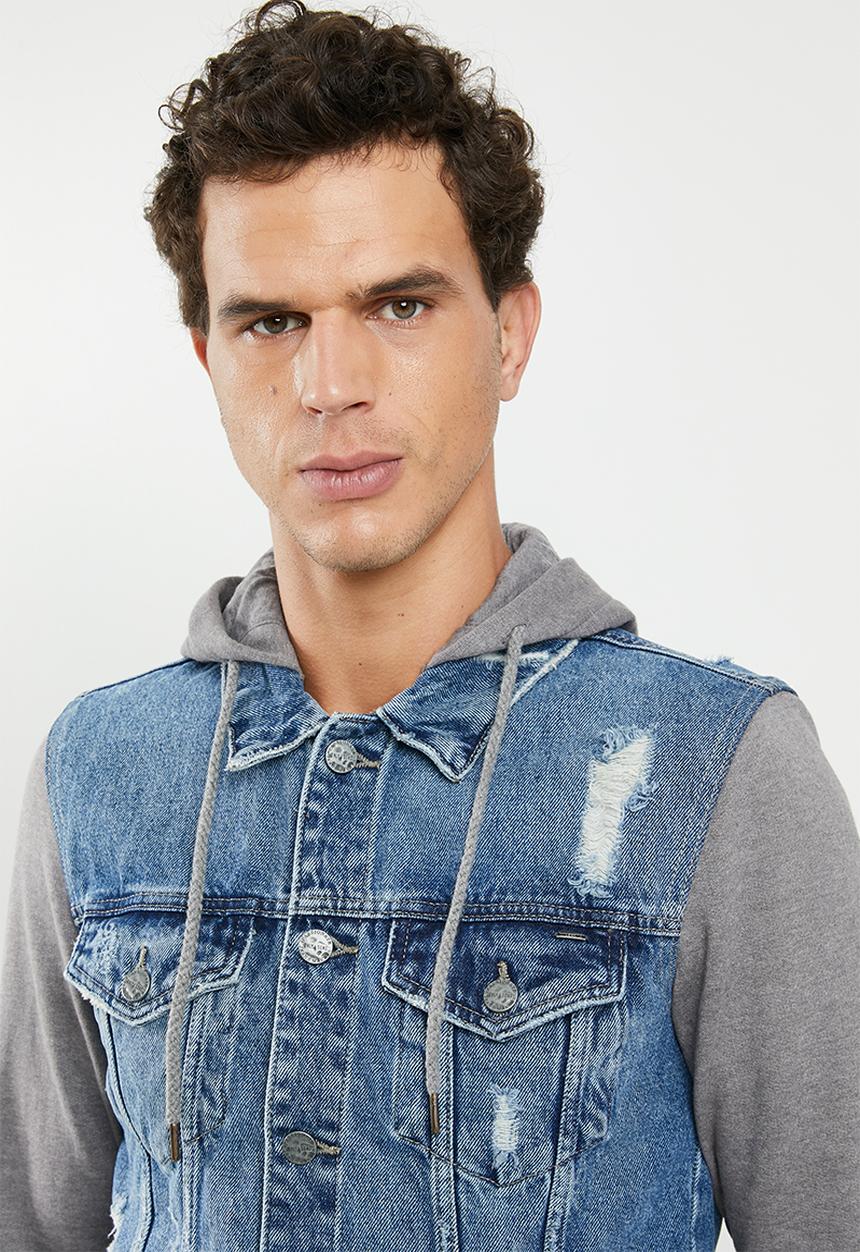 Only & Sons - Coin hood trucker - blue