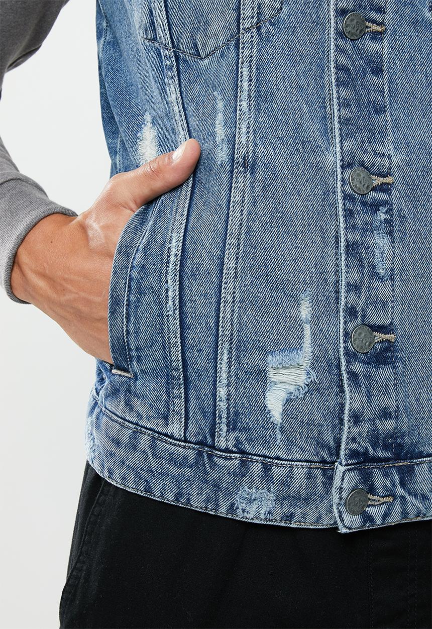 Only & Sons - Coin hood trucker - blue