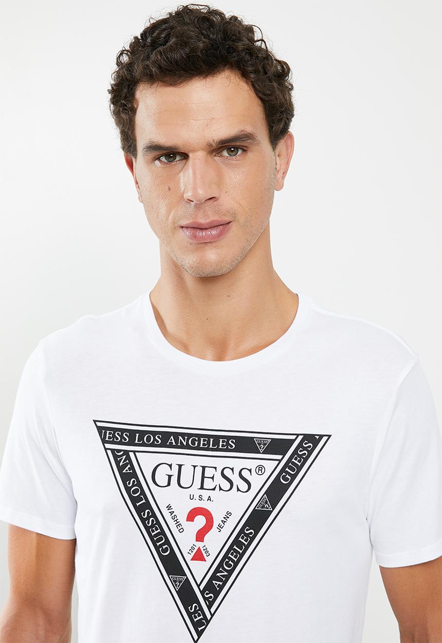 GUESS - Guess tape triangle tee - white