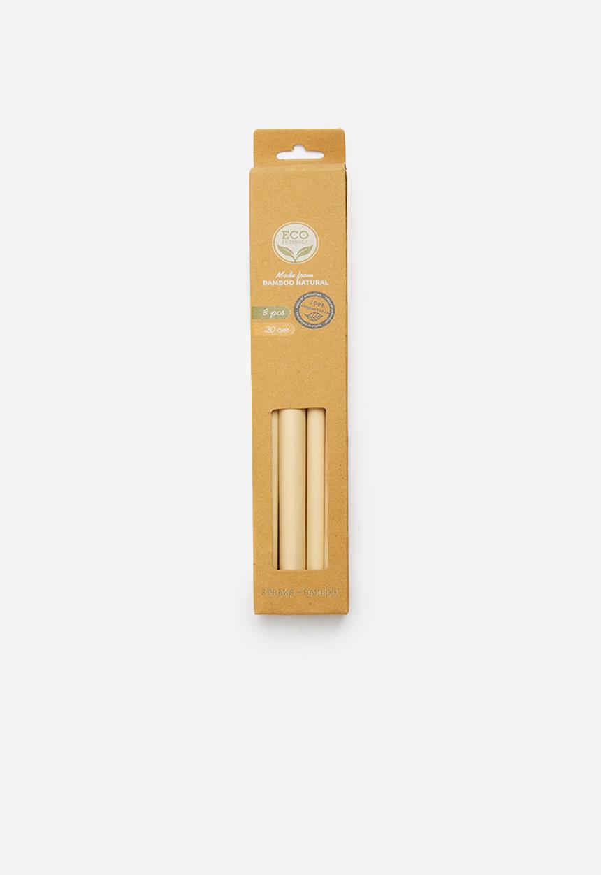 H&S - Straw bamboo set 8 piece - brown