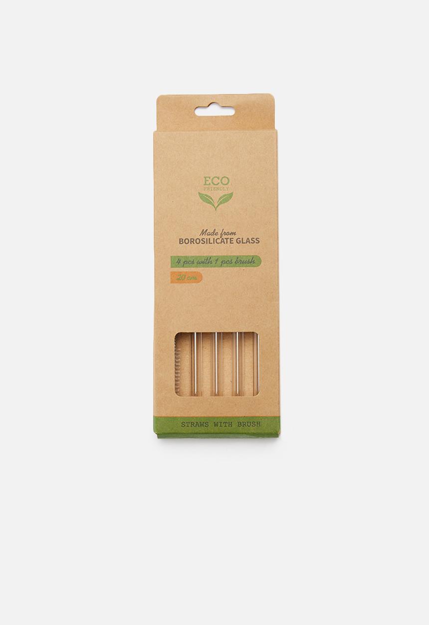 Excellent Houseware - Glass drinking straws set of 4 - clear