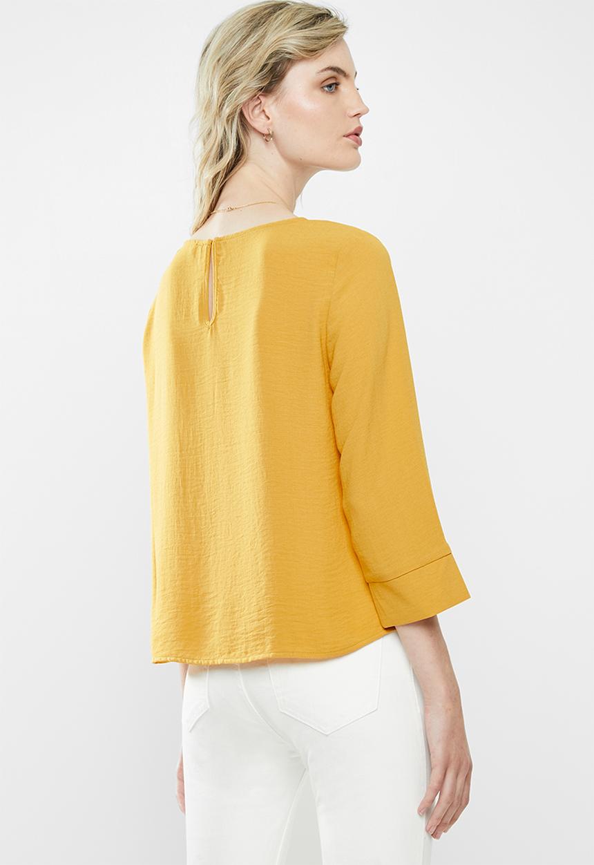 MANGO - Wrap blouse - yellow