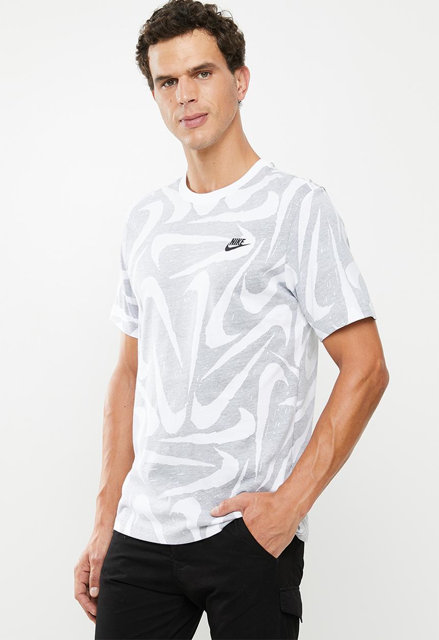 Nike - Nike sportswear hand drawn all over print tee - white & grey 