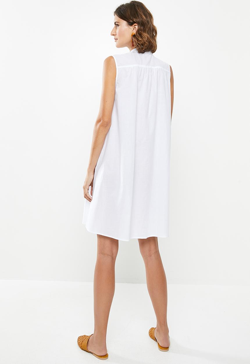 edit - Sleeveless cotton voile tunic - white