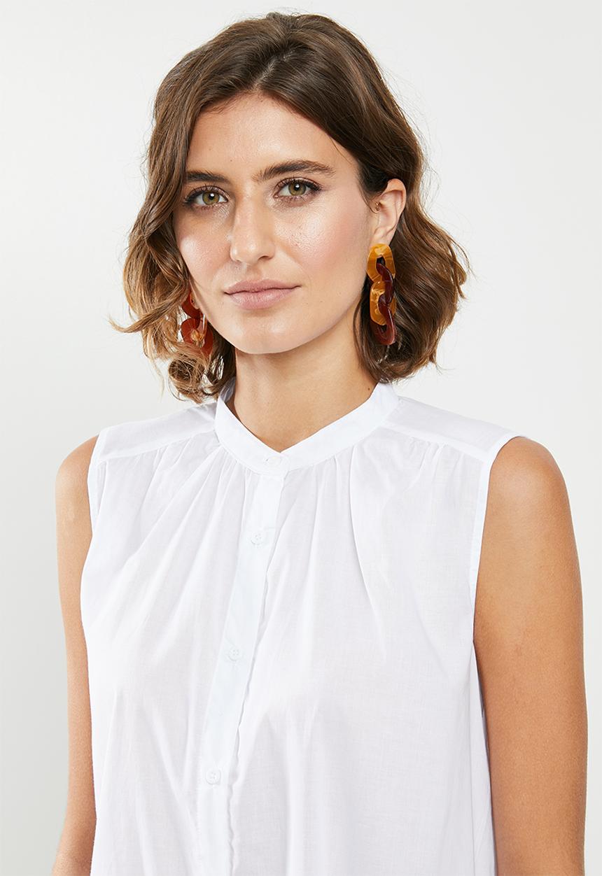 edit - Sleeveless cotton voile tunic - white