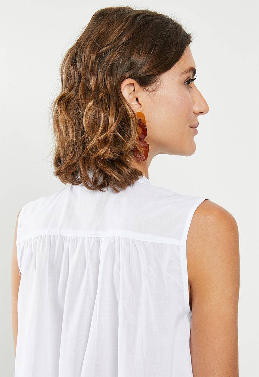 edit - Sleeveless cotton voile tunic - white
