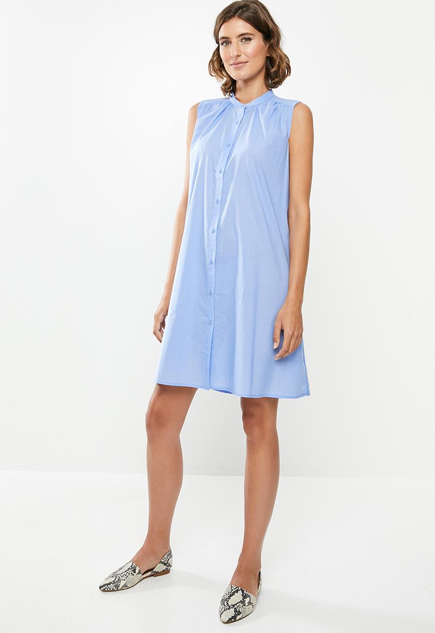 edit - Sleeveless cotton voile tunic - blue