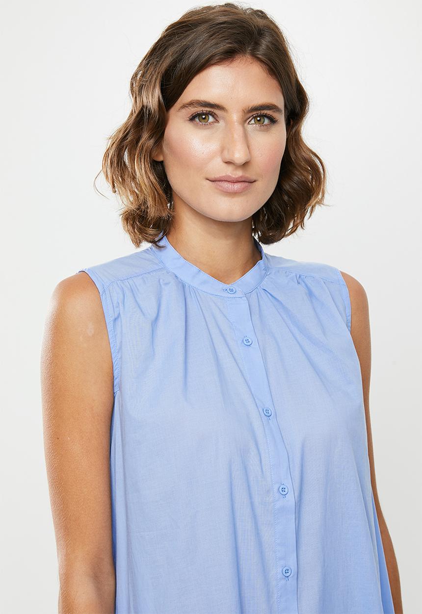 edit - Sleeveless cotton voile tunic - blue