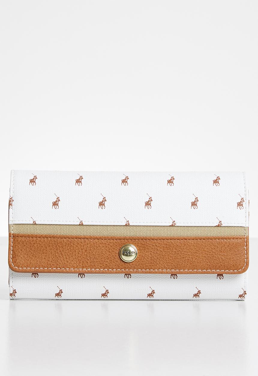 POLO - Heritage trifold purse - white & brown