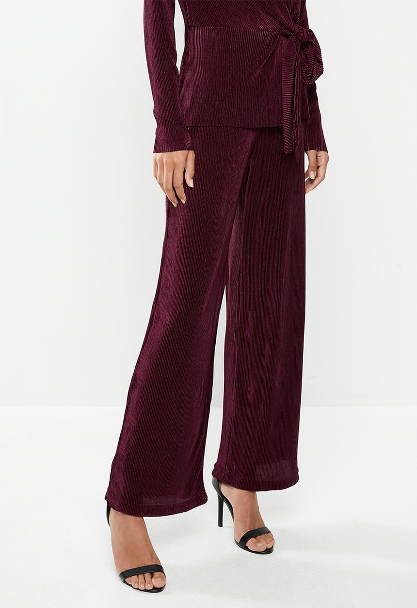 edit - Plisse trousers - burgundy