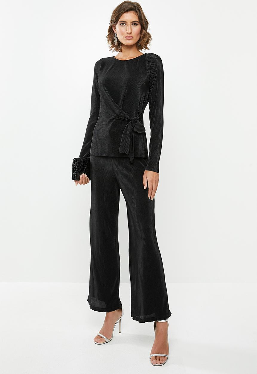 edit - Side tie long sleeve top - black