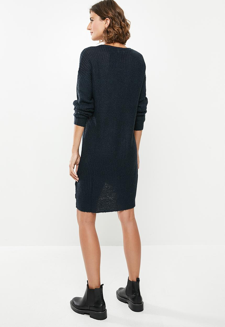 Jacqueline de Yong - Tammy v-neck dress - navy