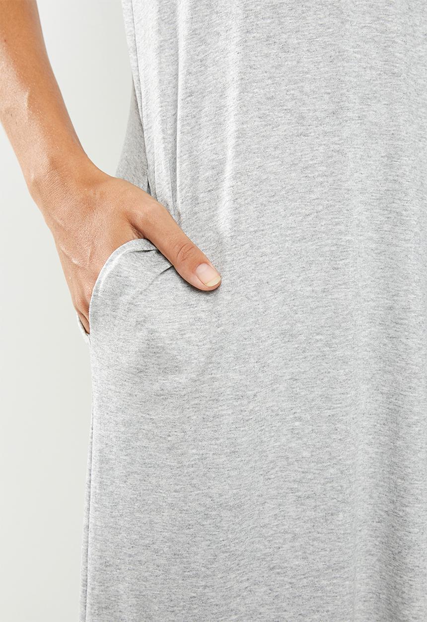 edit - V-neck T-shirt dress - grey melange