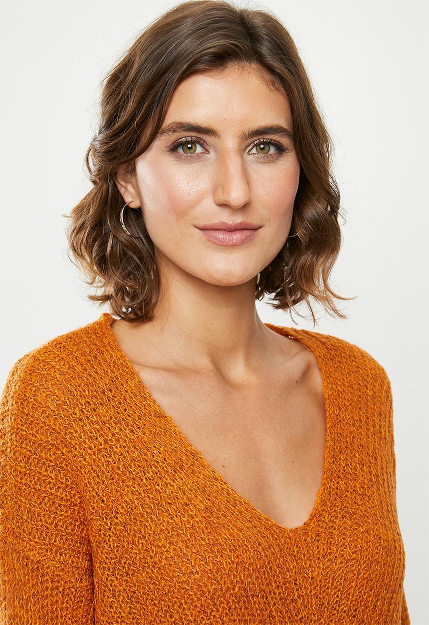 Jacqueline de Yong - Tammy v-neck dress - orange 