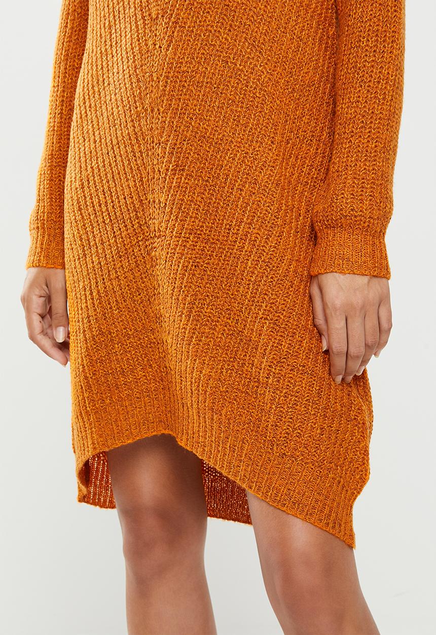 Jacqueline de Yong - Tammy v-neck dress - orange 