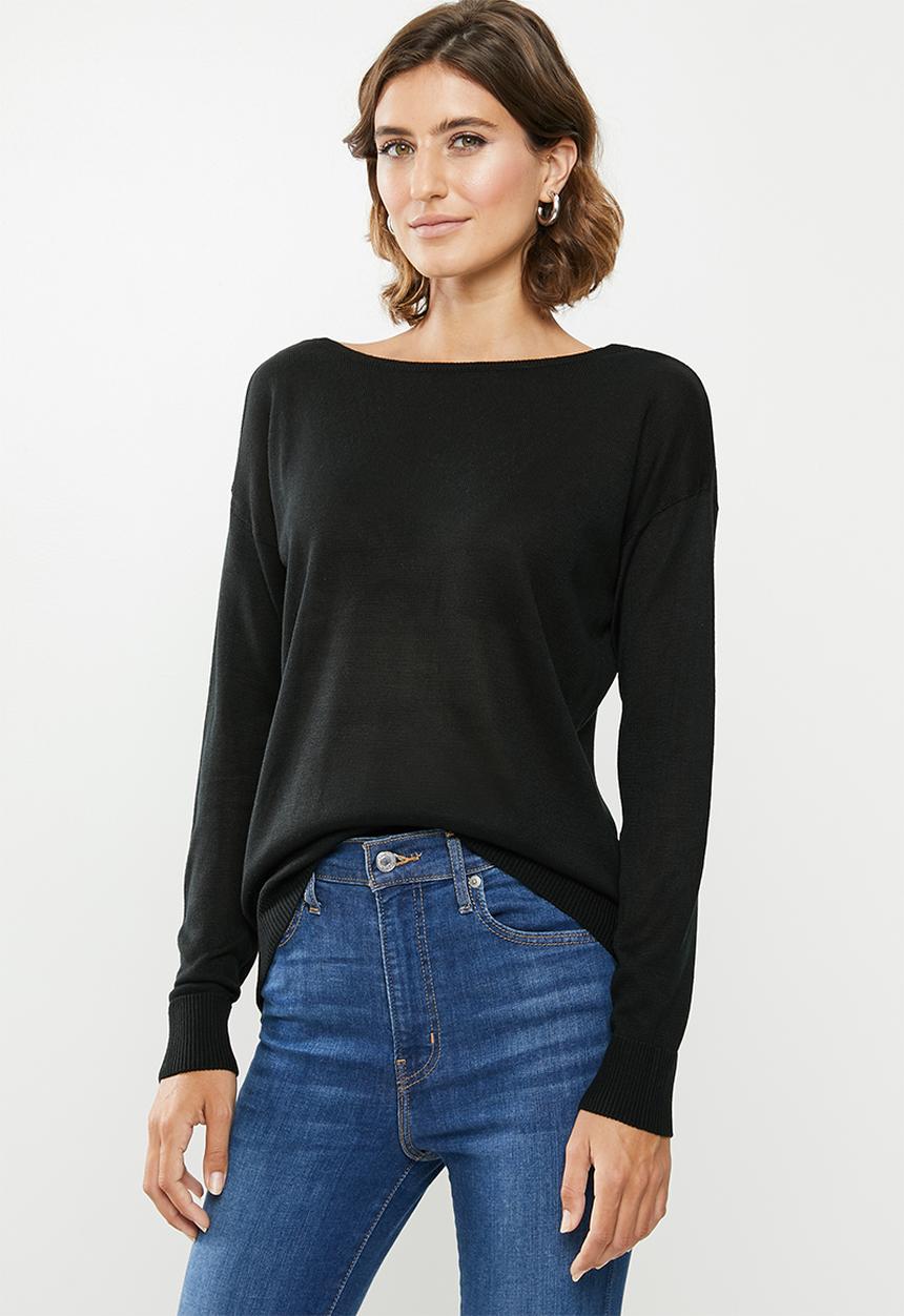 edit - V-back jersey - black